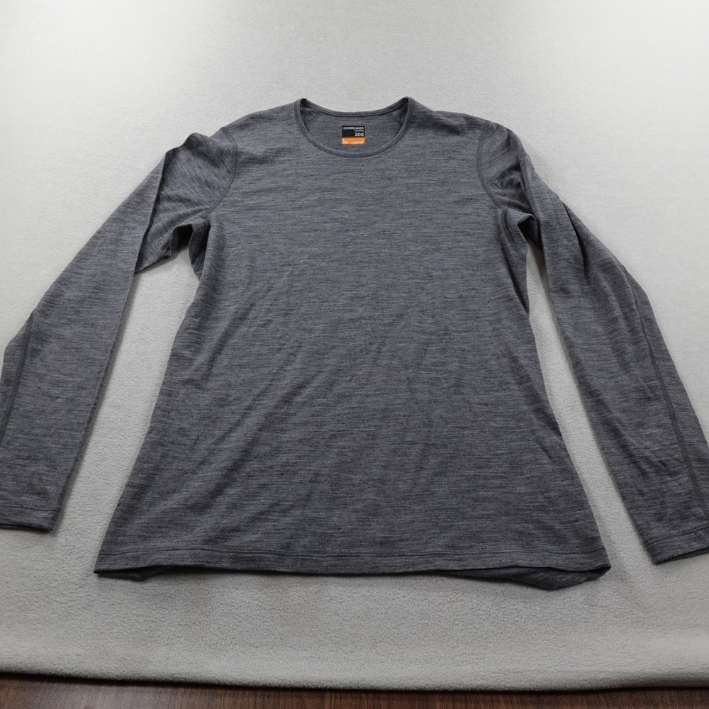 Icebreaker Merino 200 Shirt Womens Large Gray Long Sleeve Base Layer Wool Hiking